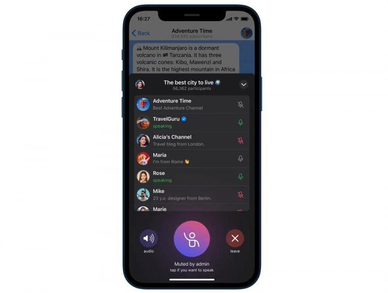 Telegram lleva los chats de voz a los canales, sin límite de oyentes