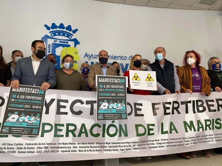 Convocan en Huelva para el 2 de diciembre una nueva manifestación contra las balsas de fosfoyesos