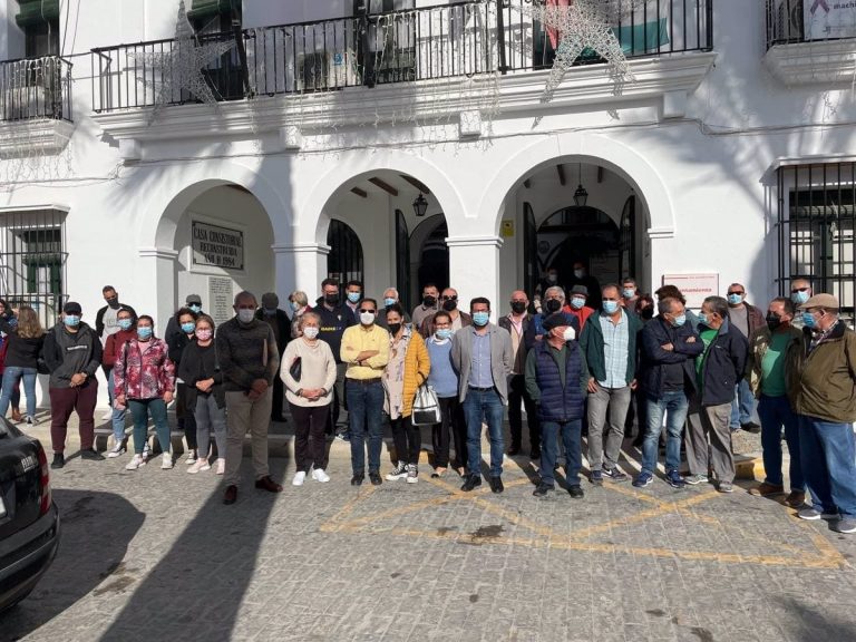 Alcaldes, ediles y militantes de IU de Cádiz se concentran en los ayuntamientos en apoyo al sector del metal