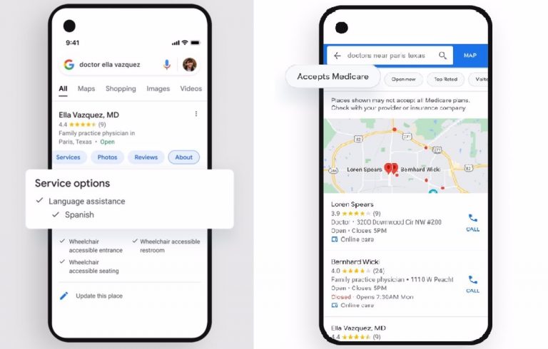 Google incorpora información adicional sobre clínicas médicas como los idiomas disponibles o si aceptan seguros