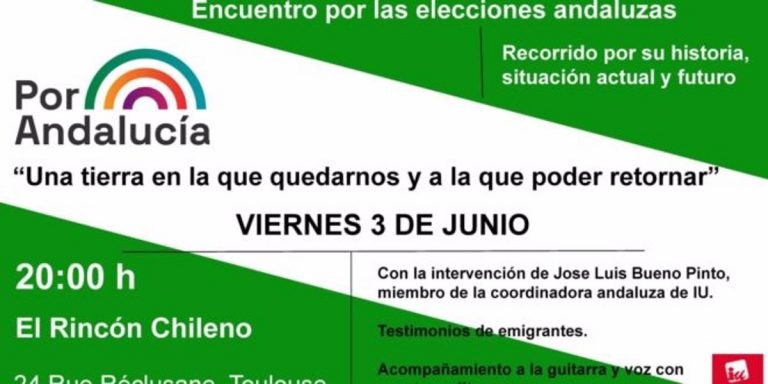 IU Exterior y ‘Por Andalucía’ celebrarán el viernes un encuentro con emigrantes andaluces en Toulouse